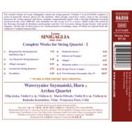 LEONE SINIGAGLIA: COMPLETE WORKS FOR STRING QUARTET, VOL. 2