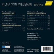 VILMA VON WEBENAU: PIANO QUARTET / CELLO SONATA / MINIATURES