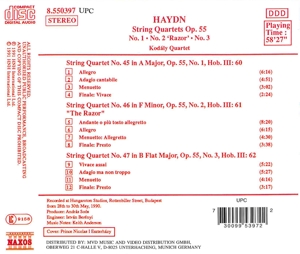 STRING QUARTETS OP.55,1-3<br/><h5>Megjelenés: 1993-03-26</h5>