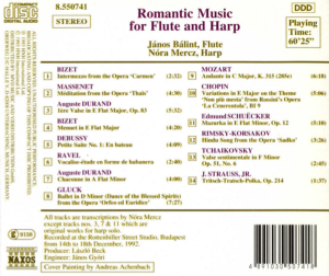 MUSIC FOR FLUTE AND HARP<br/><h5>Megjelenés: 1994-09-19</h5>