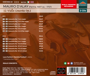 MAURO D'ALAY: 12 VIOLIN CONCERTOS OP. 1<br/><h5>Megjelenés: 2021-01-01</h5>