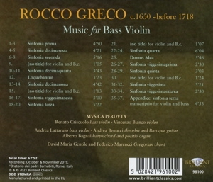 ROCCO GRECO: MUSIC FOR BASS VIOLIN<br/><h5>Megjelenés: 2021-02-05</h5>