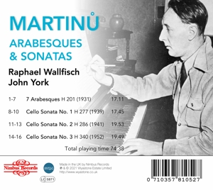 MARTINU: 3 CELLO SONATAS & 7 ARABESQUES<br/><h5>Megjelenés: 2021-02-05</h5>