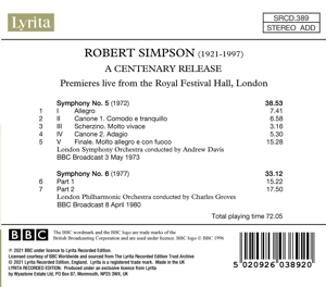 ROBERT SIMPSON: SYMPHONIES 5 & 6<br/><h5>Megjelenés: 2021-04-02</h5>