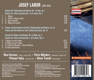 JOSEF LABOR: VIOLIN SONATA OP.5 - CELLO SONATA OP.7<br/><h5>Megjelenés: 2021-05-07</h5>