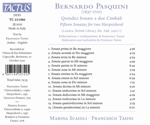 PASQUINI: QUINDICI SONATE A DUE CIMBALI<br/><h5>Megjelenés: 2021-05-07</h5>