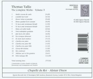 THOMAS TALLIS VOL.5<br/><h5>Megjelenés: 2002-07-29</h5>