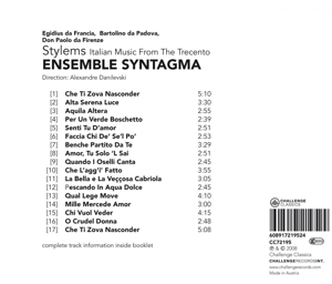 STYLEMS-ITALIAN MUSIC FROM THE TRECENTO<br/><h5>Megjelenés: 2008-09-11</h5>