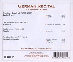 GERMAN RECITAL FOR BASSOON AND HARP<br/><h5>Megjelenés: 2008-11-26</h5>