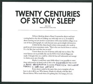 20 CENTURIES OF STONY SLEEP<br/><h5>Megjelenés: 2010-11-18</h5>