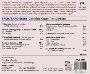 BACH, J.S/KARG-ELERT: ORGAN TRANSCRIPTIONS<br/><h5>Megjelenés: 2013-07-25</h5>