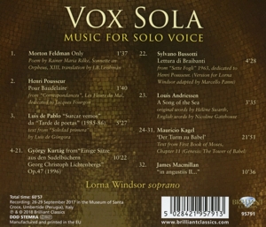 VOX SOLA - MUSIC FOR SOLO VOICE<br/><h5>Megjelenés: 2018-09-27</h5>