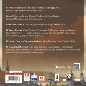 LES MESSES RETROUVEES DE JEHAN TITELOUZE: HYMNES VOL.1<br/><h5>Megjelenés: 2019-01-24</h5>