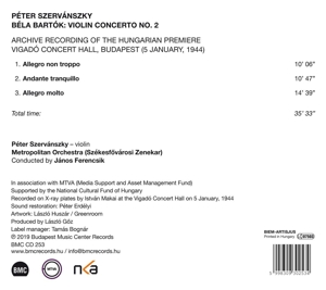 Szervánszky Péter Bartók Béla: II. hegedűverseny (Violin Concerto No. 2) (CD) | Lemezkuckó CD bolt