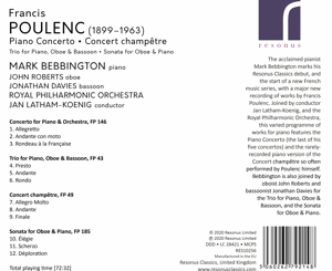 POULENC: PIANO CONCERTO/CONCERT CHAMPETRE<br/><h5>Megjelenés: 2020-03-27</h5>