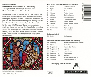 GREGORIAN CHANT FOR THE FEAST OF ST<br/><h5>Megjelenés: 1999-10-01</h5>