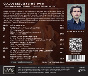 UNKNOWN DEBUSSY - RARE PIANO MUSIC<br/><h5>Megjelenés: 2020-02-28</h5>