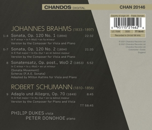 BRAHMS VIOLA SONATAS 1 & 2 - SCHUMANN<br/><h5>Megjelenés: 2021-11-05</h5>