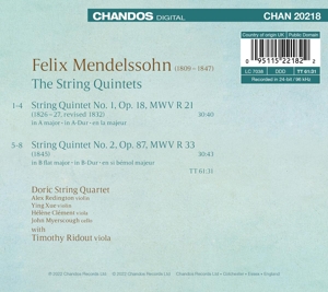 MENDELSSOHN THE STRING QUINTETS<br/><h5>Megjelenés: 2022-02-25</h5>