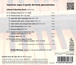 CAPRICCIO SOPRA IL GENIO DEL BACH GIOVANISSIMO<br/><h5>Megjelenés: 2014-03-27</h5>