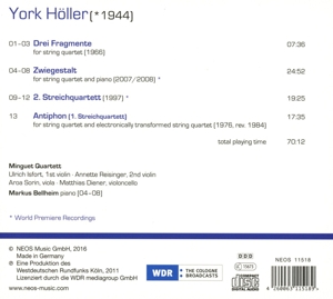 YORK HOLLER: STRING QUARTETS<br/><h5>Megjelenés: 2016-06-17</h5>