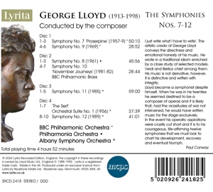 GEORGE LLOYD: SYMPHONIES NOS. 7-12<br/><h5>Megjelenés: 2024-04-05</h5>