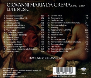 GIOVANNI MARIA DA CREMA: LUTE MUSIC<br/><h5>Megjelenés: 2024-06-07</h5>