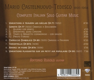 CASTELNUOVO-TEDESCO: COMPLETE ITALIAN SOLO GUITAR MUSIC<br/><h5>Megjelenés: 2023-01-06</h5>