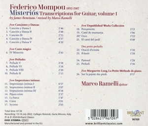 FEDERICO MOMPOU: MISTERIOS, TRANSCRIPTIONS FOR GUITAR VOL. 1<br/><h5>Megjelenés: 2024-03-01</h5>