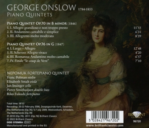 ONSLOW: PIANO QUINTETS OP.70 & OP.76<br/><h5>Megjelenés: 2022-10-07</h5>