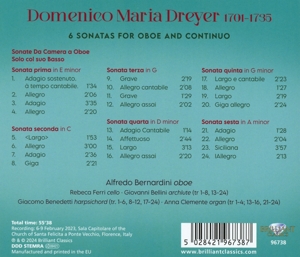 DOMENICO MARIA DREYER: 6 SONATAS FOR OBOE AND CONTINUO<br/><h5>Megjelenés: 2024-10-04</h5>