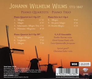 WILMS: PIANO QUARTETS & PIANO TRIO<br/><h5>Megjelenés: 2023-04-07</h5>