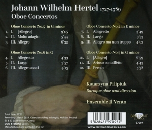 JOHANN WILHELM HERTEL: OBOE CONCERTOS<br/><h5>Megjelenés: 2024-05-03</h5>