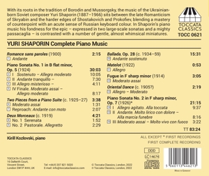 SHAPORIN: COMPLETE PIANO MUSIC<br/><h5>Megjelenés: 2022-05-06</h5>