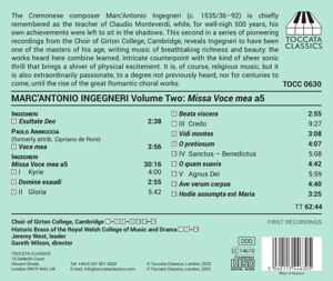 MARC'ANTONIO INGEGNERI: VOLUME TWO - MISSA VOCE MEA A5<br/><h5>Megjelenés: 2022-04-01</h5>