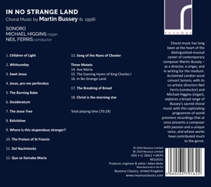 IN NO STRANGE LAND: CHORAL MUSIC BY MARTIN BUSSEY<br/><h5>Megjelenés: 2019-11-01</h5>