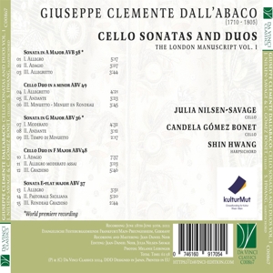 DALL'ABACO: CELLO SONATAS AND DUOS - THE LONDON MANUSCRIPT VOL. I<br/><h5>Megjelenés: 2024-06-21</h5>