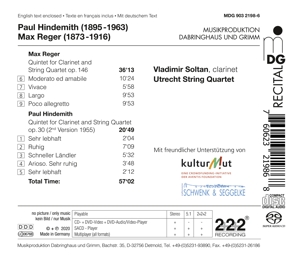 HINDEMITH/REGER: CLARINET QUINTETS<br/><h5>Megjelenés: 2021-02-01</h5>