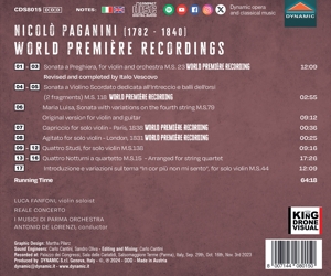 NICCOLO PAGANINI: WORLD PREMIERE RECORDINGS - SONATA A PREGHIERA<br/><h5>Megjelenés: 2024-04-05</h5>