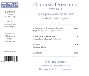 DONIZETTI: WORKS FOR VIOLIN & PIANO<br/><h5>Megjelenés: 2023-08-04</h5>