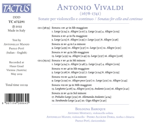 VIVALDI: SONATAS FOR CELLO & CONTINUO<br/><h5>Megjelenés: 2023-07-07</h5>