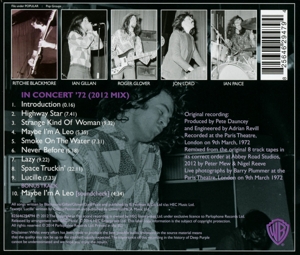 IN CONCERT '72 (2012 MIX)<br/><h5>Megjelenés: 2014-06-12</h5>