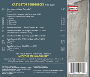 PENDERECKI: COMPLETE STRING QUARTETS - CLARINET QUARTET - STRING TRIO<br/><h5>Megjelenés: 2023-05-05</h5>