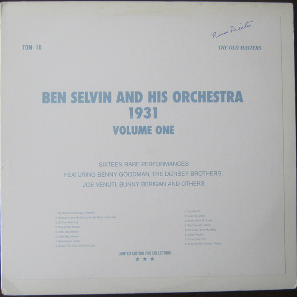 Selvin,Ben And His Orchestra 1931 Volume One (Vinyl LP) | Lemezkuckó CD bolt