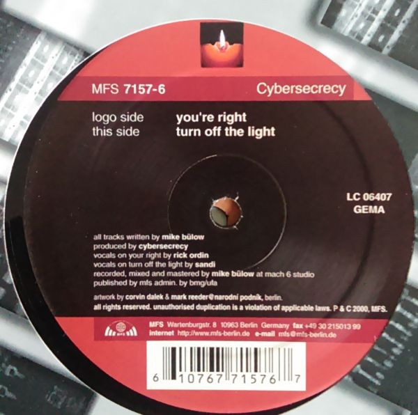 Cybersecrecy You re Right / Turn Off The Light (12-Inch Single) | Lemezkuckó CD bolt