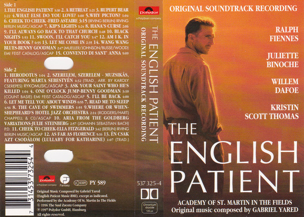 Academy Of St. Martin In The Fields, Gabriel Yared  The English Patient (Original Soundtrack Recording) (Műsoros magnókazetták) | Lemezkuckó CD bolt